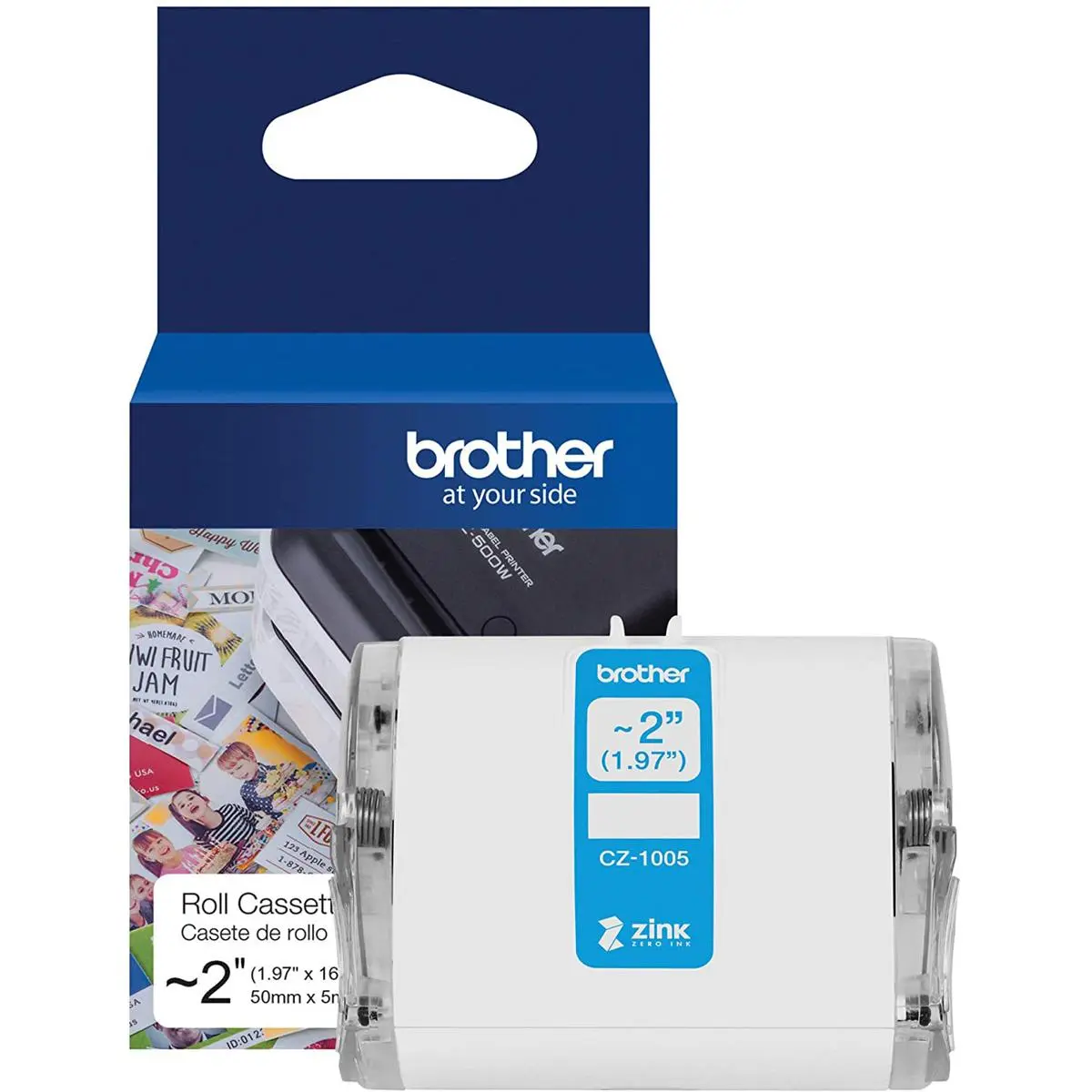 Brother CZ-1005 2"x16.4' Long Label Roll with Zink Zero Ink Technology
