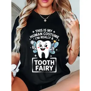 100% Cotton Cute Tooth Fairy Costume for Men Women Teeth Toothfairy T-Shirt