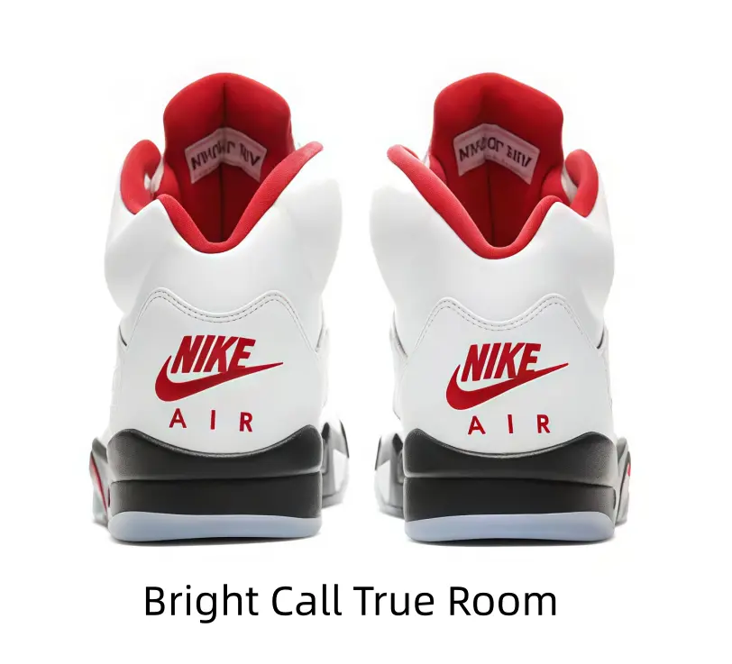 White Red Contrast High Top Retro Basketball Shoes, Breathable Smooth Leather Upper, Shock-absorbing Air Cushion Midsole for Competitive Ball Training, Complete Original Packaging