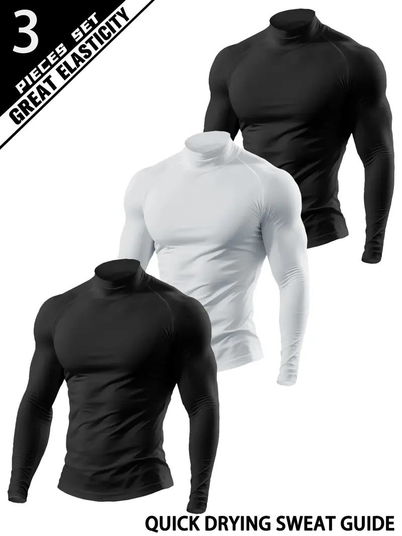 long sleeve mock turtleneck compression shirt - TikTok Shop