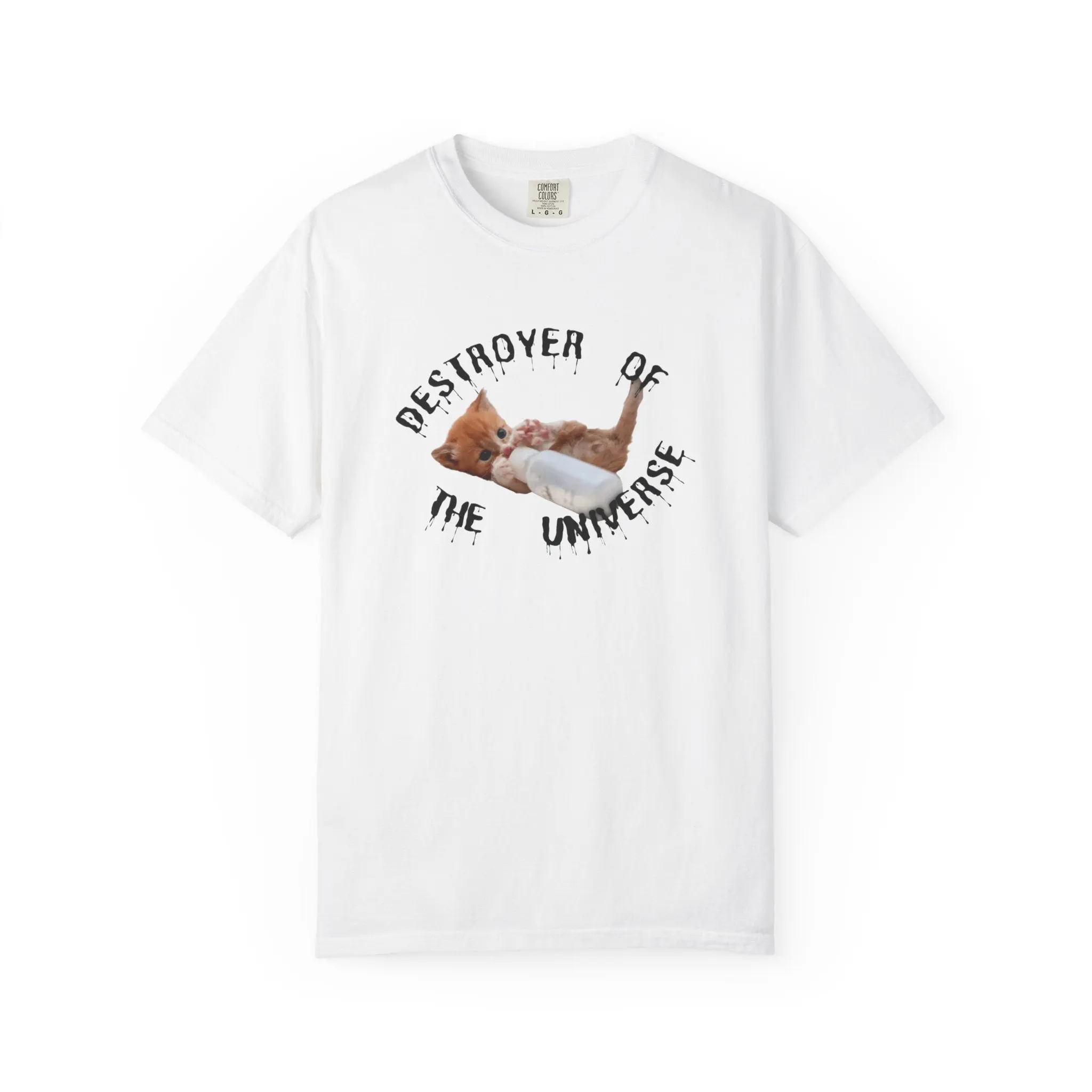 Destroyer of the Universe Cat T-Shirt (Orange Baby Kitty) — Funny Kitten Graphic Tee