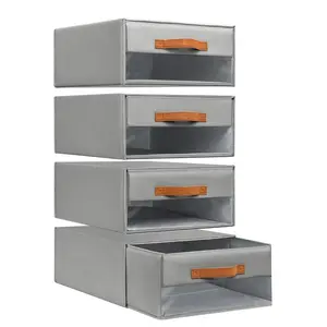 Foldable Stackable Bed Sheet Storage Box, Blanket Clothes Pants Organizer, Drawer Style Closet Bedding Storage Container