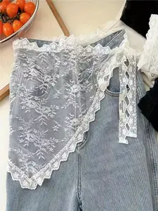 Lace Triangle Scarf Belt Apron, Fashionable Lace Tie Decorative Accessory, Perfect for Spring Summer, Women's Stylish Accessories, Wedding
