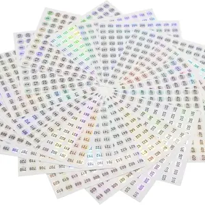 Round Reflective Laser Number Stickers Self Adhesive Label Stickers Inventory Storage Organizing Sticker for DIY Craft Marking Numbering Manicure Tool