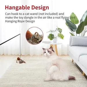 USB Rechargeable Bird Design  Toy Interactive Teaser with Sound for Indoor  Pet Supplies Motion Activated Squeaky Interactive Ball Flapping Chirping Cat potaroma