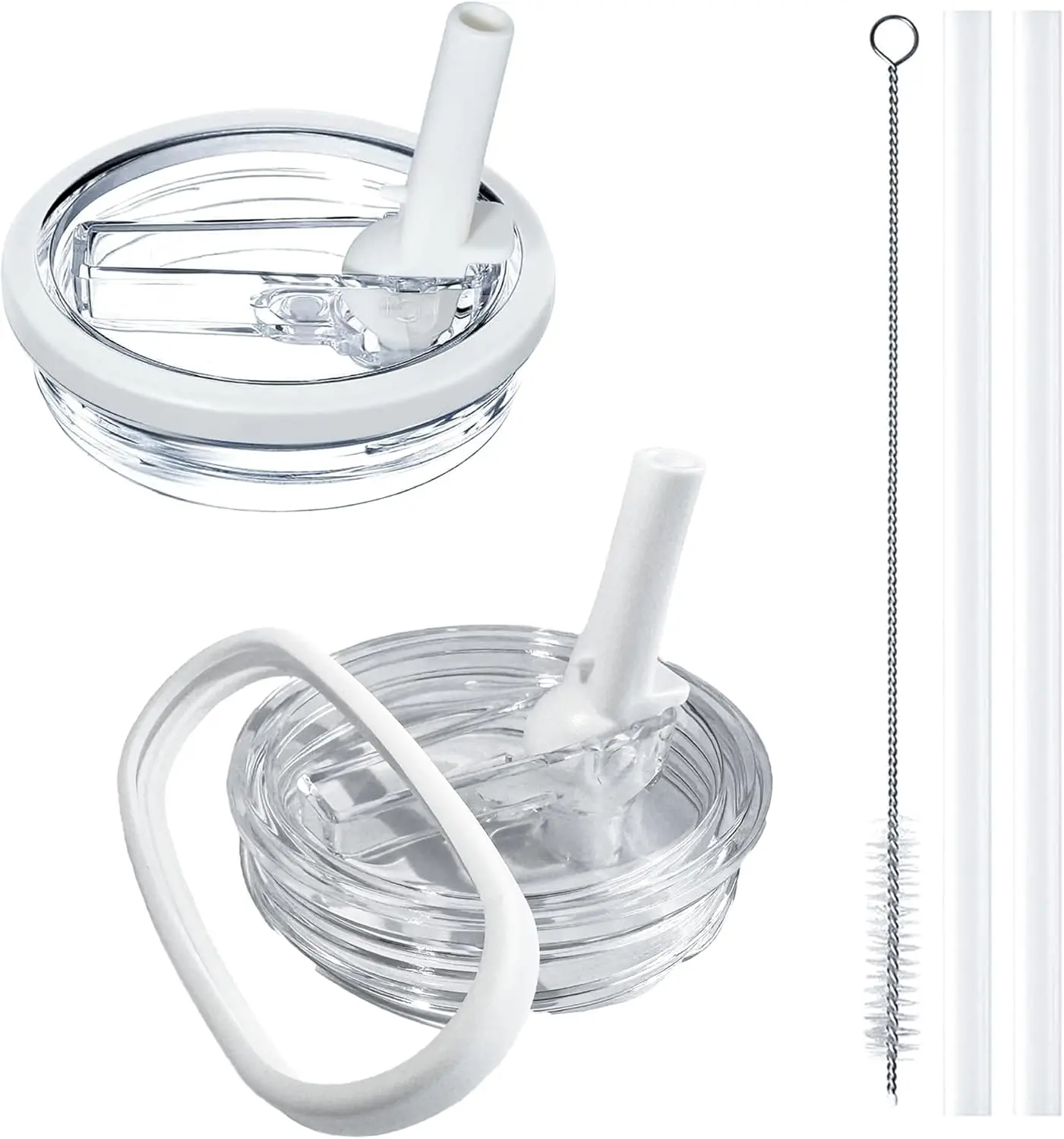 2 Pack Stanley Lid Replacement 40 oz, with Leak Proof and Flip Straw Lid, Stanley Cup Accessories, for Stanley Quencher H2.0 40 oz Tumbler (Only), BPA Free (Milk White)