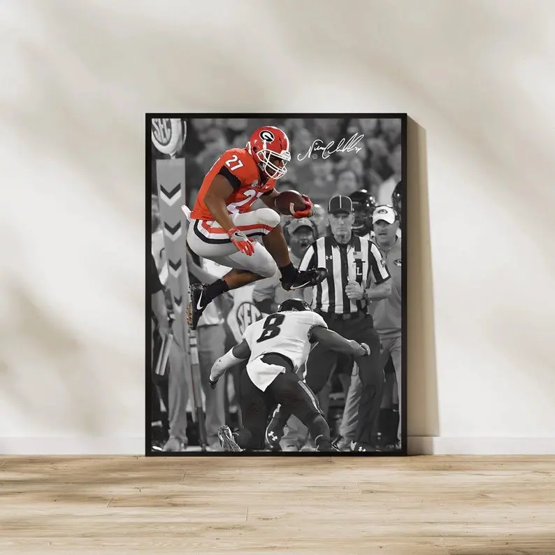 Nick Chubb Art Print  Georgia Bulldogs Football Decor . NO FRAMED