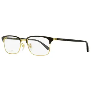 Gucci Rectangular Eyeglasses GG0131O 001 Gold/Black 53mm 131