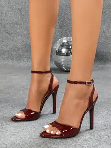 Women's Wine Stilettos, Summer Fashion Pointed Toe High Heels, Sexy Party Shoes with Rhinestones, Rubber Sole, Less Than Ankle Height