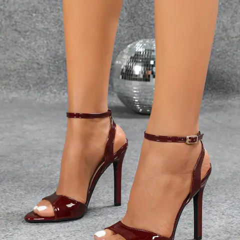 Women's Wine Stilettos, Summer Fashion Stylish Pointed Toe High Heels, Exquisite Heels, Sexy Party Shoes with Rhinestones Design, Rubber Sole, Less Than Ankle Height