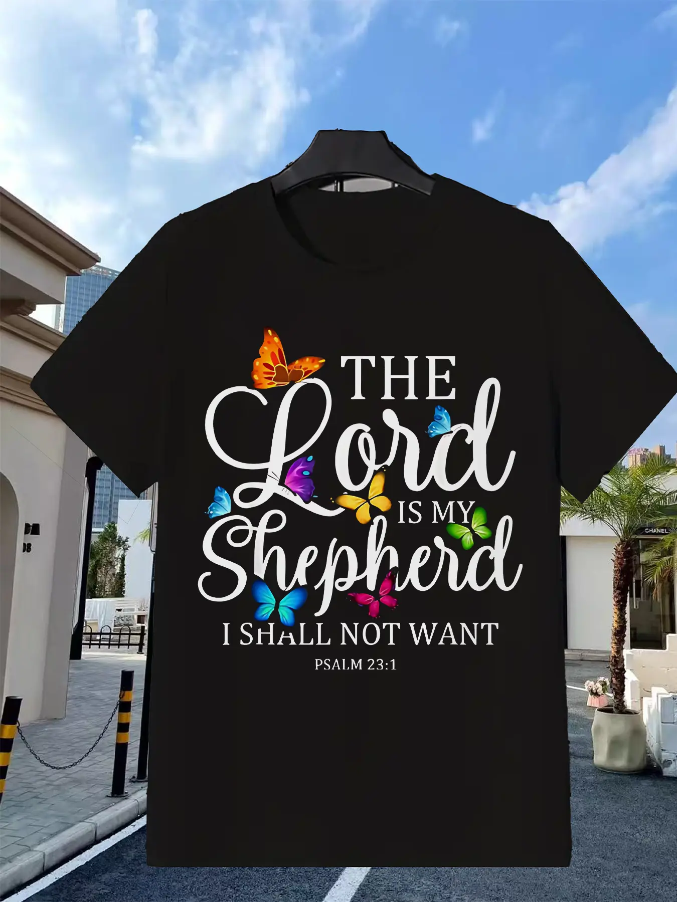 The Lord Is My Shepherd Psalm 23 Christian T-Shirt unisex soft cotton short sleeve t shirt, vintage graphic casual tee for men women teens, perfect birthday holiday gift for camping travel gym daily street  wear