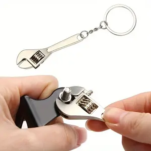 1pc innovative stainless steel mini Spanner Wrench keychain - adjustable portable car, bicycle, and motorcycle repair tool - perfect gift for men