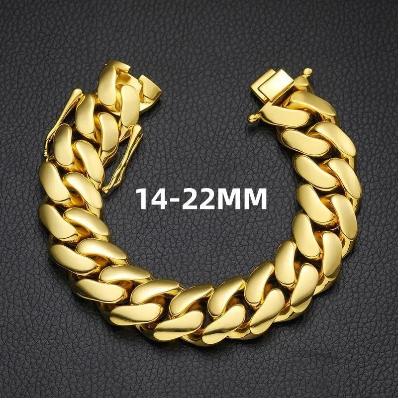 ORP High Quality Dragon Beard Buckle 14/16/18/20/22MM Stylish Cuban Bracelet For Man, bf,father Jewelry Gift