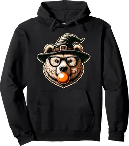 Funny Bear Blowing Orange Bubble Gum Halloween Costume Pullover Hoodie - Abigailma Shop 71B0DGRQ6M4K