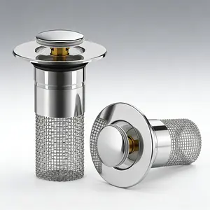 Sink drain filter,Bathroom Sink Stopper Hair Catcher Universal Pop Up Sink Drain Filter with Stainless Steel Filter Basket & Brass Drain Plug