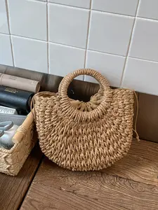Fashion Handwoven Straw Bag, Solid Color Casual Shoulder Crossbody Bag, Beach Bag, Handbag Shoulder Purse, Stylish and Versatile for Daily Use