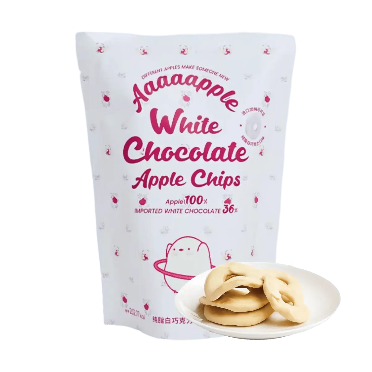 Aaaaapple White Chocolate Apple Crisps 40g - Real Cocoa Butter Chocolate & Freeze-Dried Apple, Viral Snack, Zhao Lusi Recommended