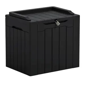 31 Gallon Outdoor Storage Box Waterproof Lockable Patio Deck Container Black