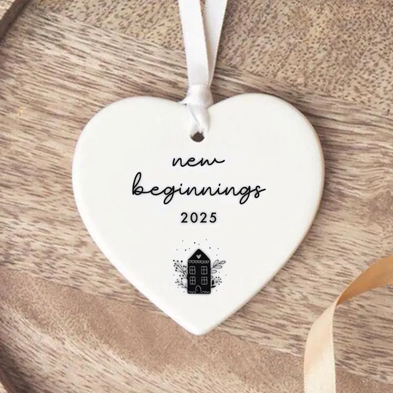 1pc Heart Ceramic Hanging Decoration, New Home Gift, Lucky Charm for New Life, Family Decor, Moving-In Present, Heart-Shaped Ornament