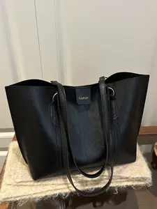 New retro solid color large capacity tote bag, simple casual shoulder bag, large capacity shopping bag, suitable for women's daily commuting, work, school and campus life