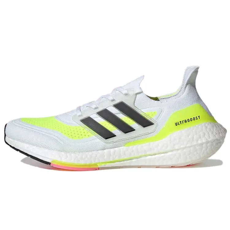 Adidas UltraBoost 21 White Solar Yellow' Running Shoes Unisex FY0377
