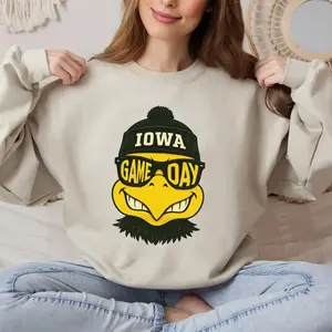Iowa Football Sweatshirt, Retro Game Day Unisex Crewneck, Mascot-Inspired Fan Shirt, Trendy Sports Gift, Iowa Sweatshirt, Iowa Hawkey.