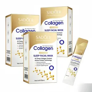 【Buy 2 Get 1 Free】Collagen Sleep Mask, Collagen HydrationMask, 20pcs Night Repair Face Mask, EasyAbsorption, Non-Irritating, Unisex, Portable, NoWash Needed