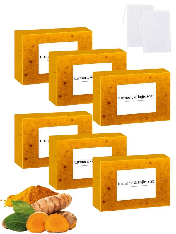 LMMAKE Natural Turmeric Kojic Acid Soap Bar - Triple Action Formula for Brightening Smoothing & Deep Cleansing Skin Reduces Dark Spots Improves Texture for Morning Night Facial Body Care