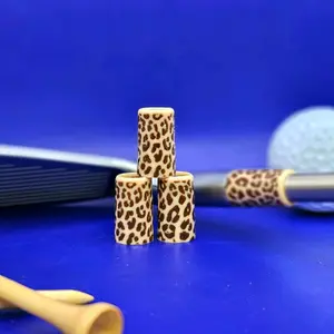 Leopard print golf ferrules.