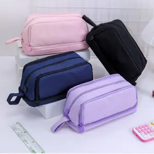Large Capacity Waterproof Zipper Pencil Case, Multi-Color Durable Storage Bag for Pens, School Supplies, Stationery Supplies, Office Essentials, Makeup Organizer