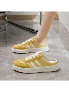 Women's Retro Half-back Mule Sneakers, Lazy Backless Design, Comfortable & Versatile, Suitable for Daily Commute & Casual Wear