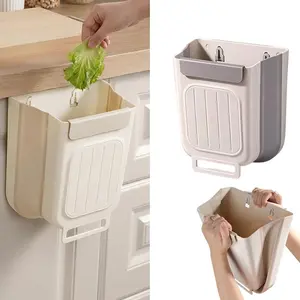 Space Saving Foldable Hanging Trash Can Cabinet Door Mount Garbage Bucket Practical Kitchen Home Storage Gadget