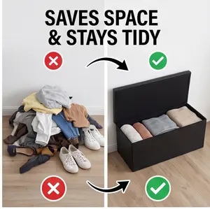 Foldable Storage Ottoman Bench 43in, Foot Rest Stool, Synthetic Leather Storage Chest With Thicker Foam Padded Seat For Entryway Living Room