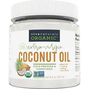 Virgin Coconut Oil, 16 fl oz - Non-GMO, Cold-Pressed and Unrefined Coconut Oil Organic Certified - Natural Flavor Coconut Oil for Cooking and Baking