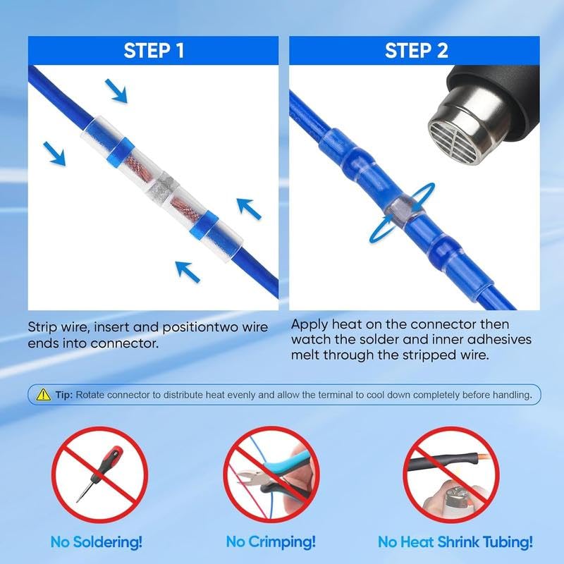 300PCS Heat Shrink Solder Seal Connectors - Waterproof Insulated Butt Terminals for Marine, Automotive, Boat & Electronics Wiring - Corrosion-Resistant Electrical Splice Kit