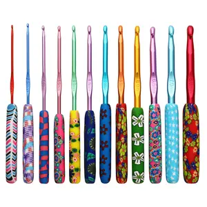12Pcs Ergonomic Crochet Hooks Set - Soft Polymer Clay Handle, Comfort Grip for Beginners & Crocheters, Reduce Hand Fatigue, Crochet Set Kit