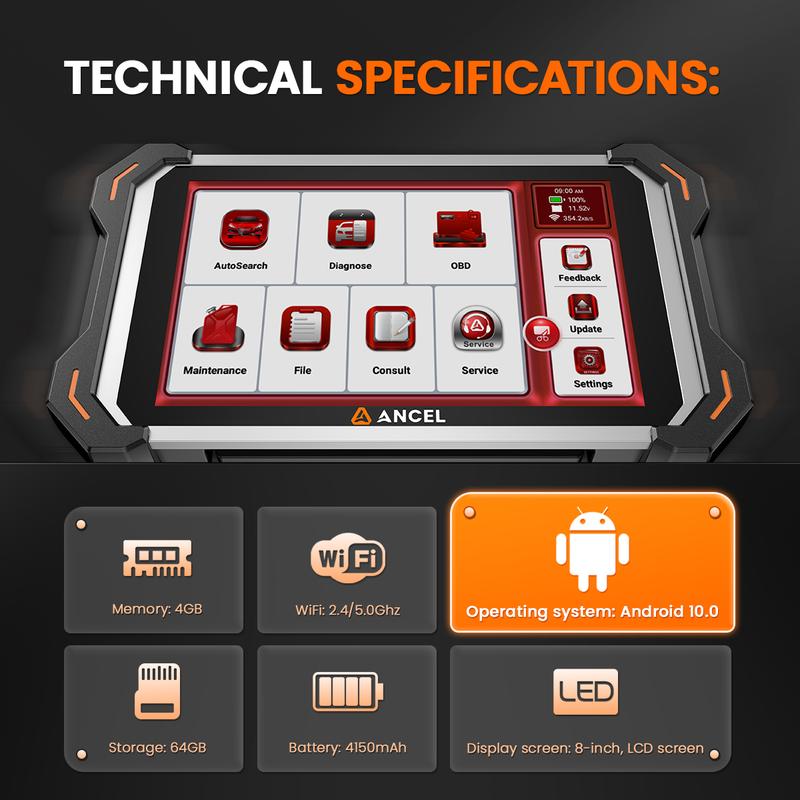 ANCEL DS600 BT OBD2 Scanner Full System Scan Tool with 34+Resets Bidirectional ECU Online Coding FCA SGW AutoAuth VAG Guide CAN FD/DOIP