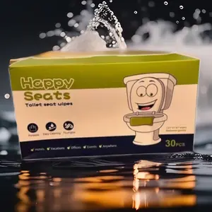 Happy Seats Toilet Seat Wipes - Travel Size Disinfectant Wipes for Hygiene and Cleanliness on the Go, Flushable sprayer toilet facial cleaning disposable traveling hygiene product kleenex hand clorox toilet wand Tissue