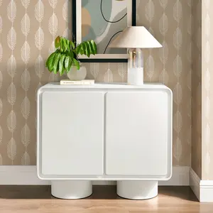 Lumo 2-Door Wood Curved Accent Cabinet in White