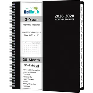 Monthly Planner 2026-2028, 36 Months Calendar Planner 2026-2028 from Jan 2026 - Dec 2028, 8.5'' x 11'' with Ruled Spread, Flexible Cover, Spiral Wirebound, Pocket, Coated Tabs, Notes & Habit