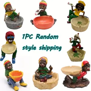 Random Style Small Jamaican Ashtray, Elegant Resin Design, Home Decor Art Craftsmanship, Unique Smoking Accessory, Decor Figurine