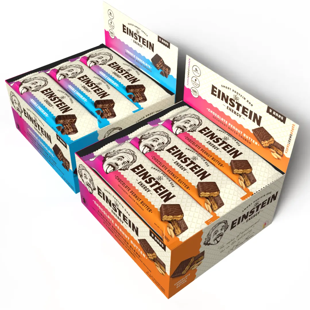 Einstein Super Snack Bar Combo Pack - Chocolate Peanut Butter & Double Chocolate (18 Count) + Free 9-Count Chocolate Peanut Butter Bonus Pack, 27 Bars Total
