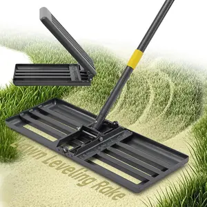 Lawn Leveling Rake 30"x10" Large Lawn Leveler with 65" Long Handle Proffesional Yard Leveling Rake for Soil Dirt Sand Compost Efficient Folding Lawn Leveling Tool