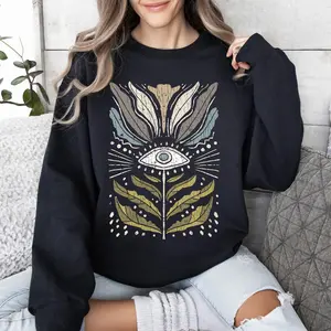 Mystical Floral Vintage Sweatshirt, Women's Crew Neck, Crewneck