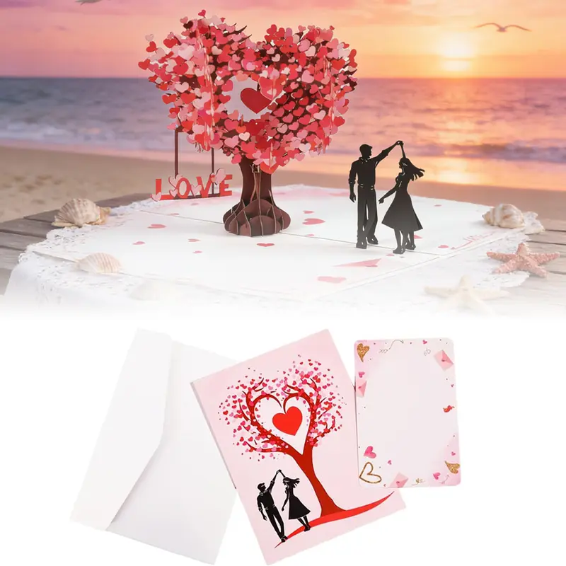 Pop Up Anniversary Card, 3D Valentine's Day Anniversary Card with Love Tree & Hearts - Wedding Card for Wife, Husband, or Couple | Romantic Gift for Anniversary, Valentine's, Birthday (6x8 inch)