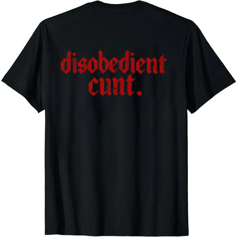 Men's Graphic "Disobedient Cult" Round Neck Top - Casual Unisex 100% Cotton Short-Sleeve T-Shirt, Soft Knit Fabric, Seamless Design, Menswear Essential, Shortsleeve