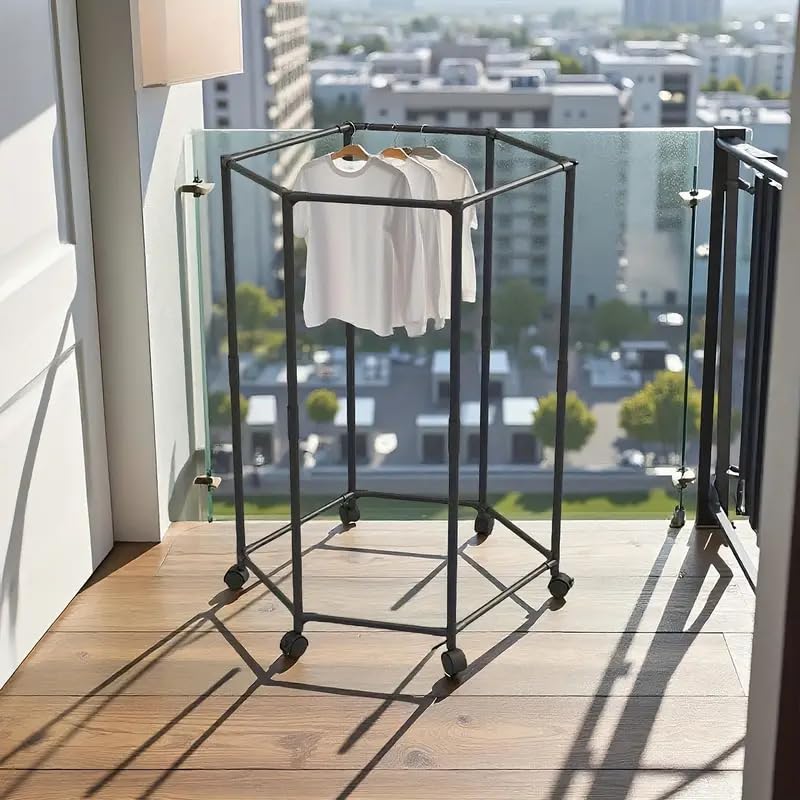 360° Rotating Hexagonal Clothes Drying Rack with Wheels, Heavy Duty Garment Rack, Space Saving Foldable Laundry Hanger, Indoor Outdoor Clothing Organizer 360° Rotating Hexagonal Clothes Drying Rack with Wheels, Heavy Duty Garment Rack, Space Saving Foldable Laundry Hanger, Indoor Outdoor Clothing Organizer