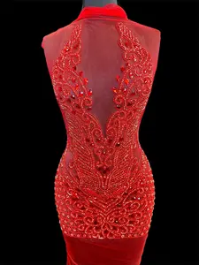 Brenda Red Rhinestone Bodice Applique