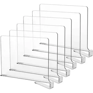 Shelf Dividers for Closets,Clear  Shelf Divider for  Shelves and Clothes Organizer/Purses Separators  for Kitchen Cabinets and Bedroom Organizer,6 PCS