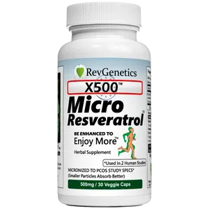 X500: Micronized Resveratrol 500mg - Pure Trans-Resveratrol Fitness Capsule Supplement Edible Dietary Optimum Healthcare